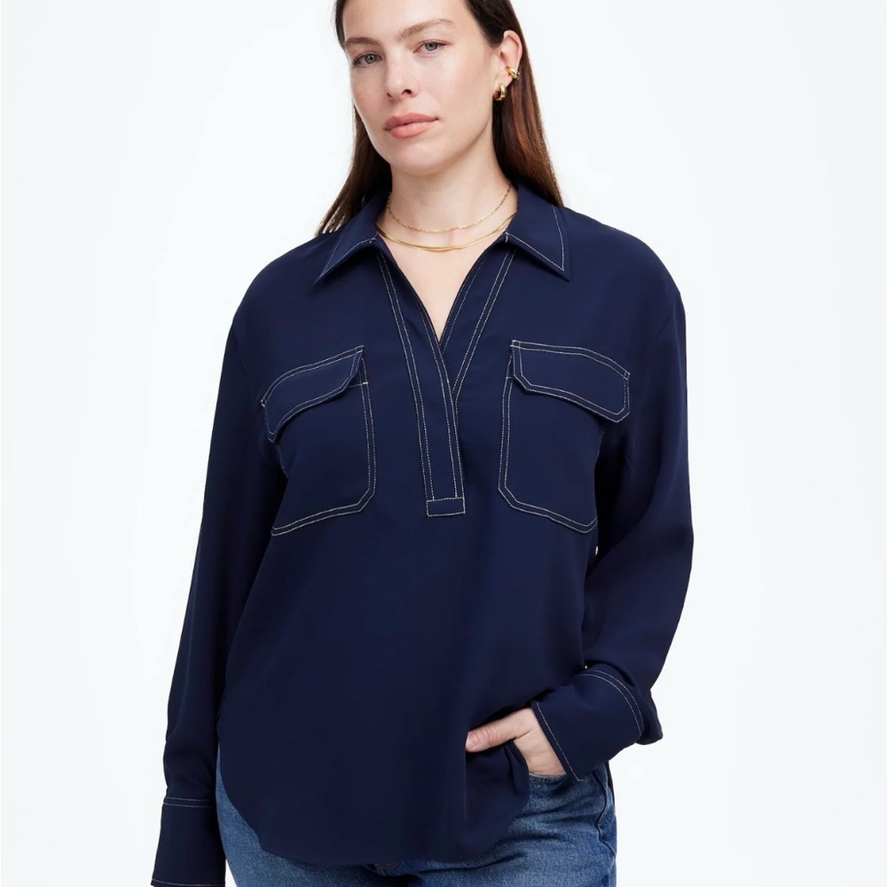 Madewell Blue Boxy Button Down Shirt
